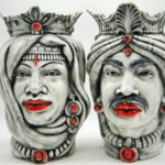 Coppia Teste di Moro Siciliane in Ceramica