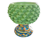Vaso a pigna  verde con piede dipinto