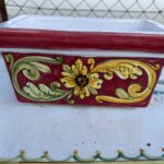 Cassetta rettangolare dipinta a mano decoro barocco rosso