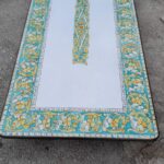 Tavolo in pietra lavica dipinto a mano rettangolare decoro barocco verde